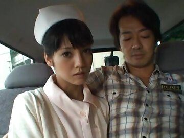 Asian nurse enjoys sucking a stiff gumshoe take round be useful to hammer away passenger car